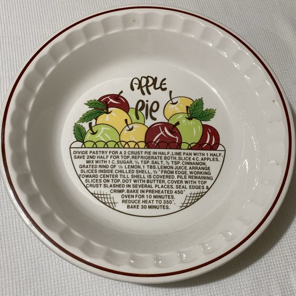 Manoir Collection Apple Pie Plate, Vintage Ceramic Pie Recipe Deep Baking Dish - Picture 3 of 11